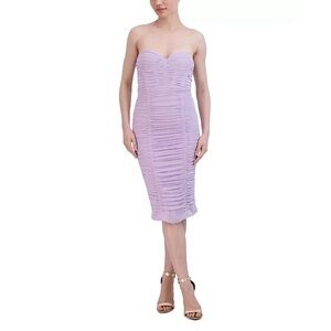 BCBGMAXAZRIA ruched bodycon knee‎ length dress purple orchid 4
